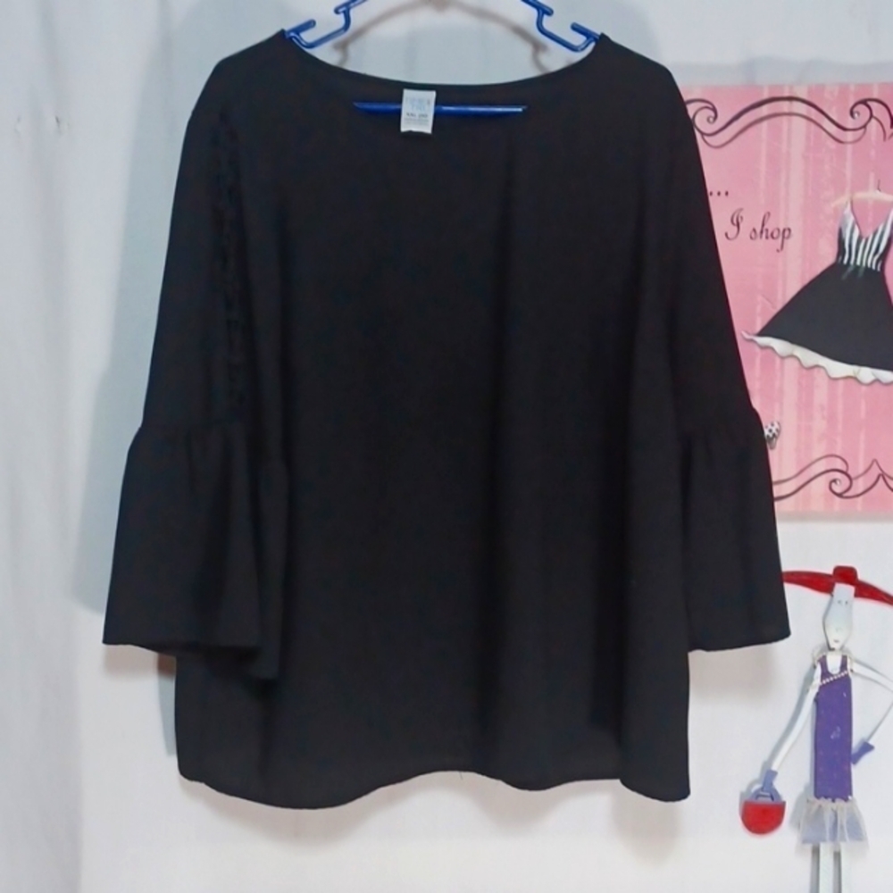 Time and Tru Blouse BLACK POLYESTER size XXL